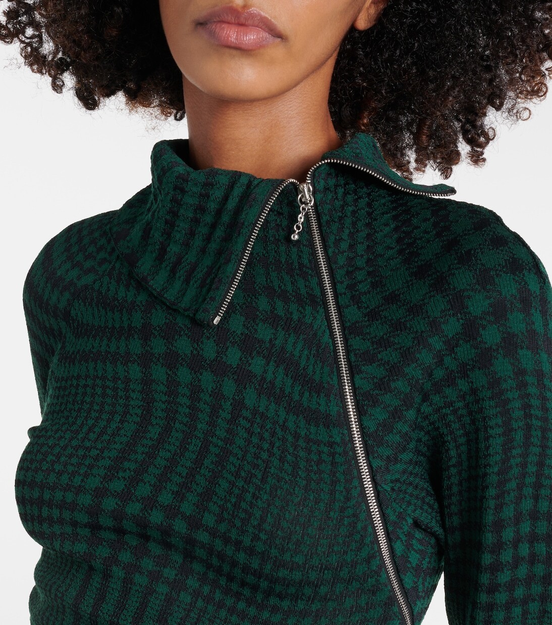 Платье Burberry, миди, клетка Ivy Ip Pattern, шерсть/вискоза, коричневый — фото 4
