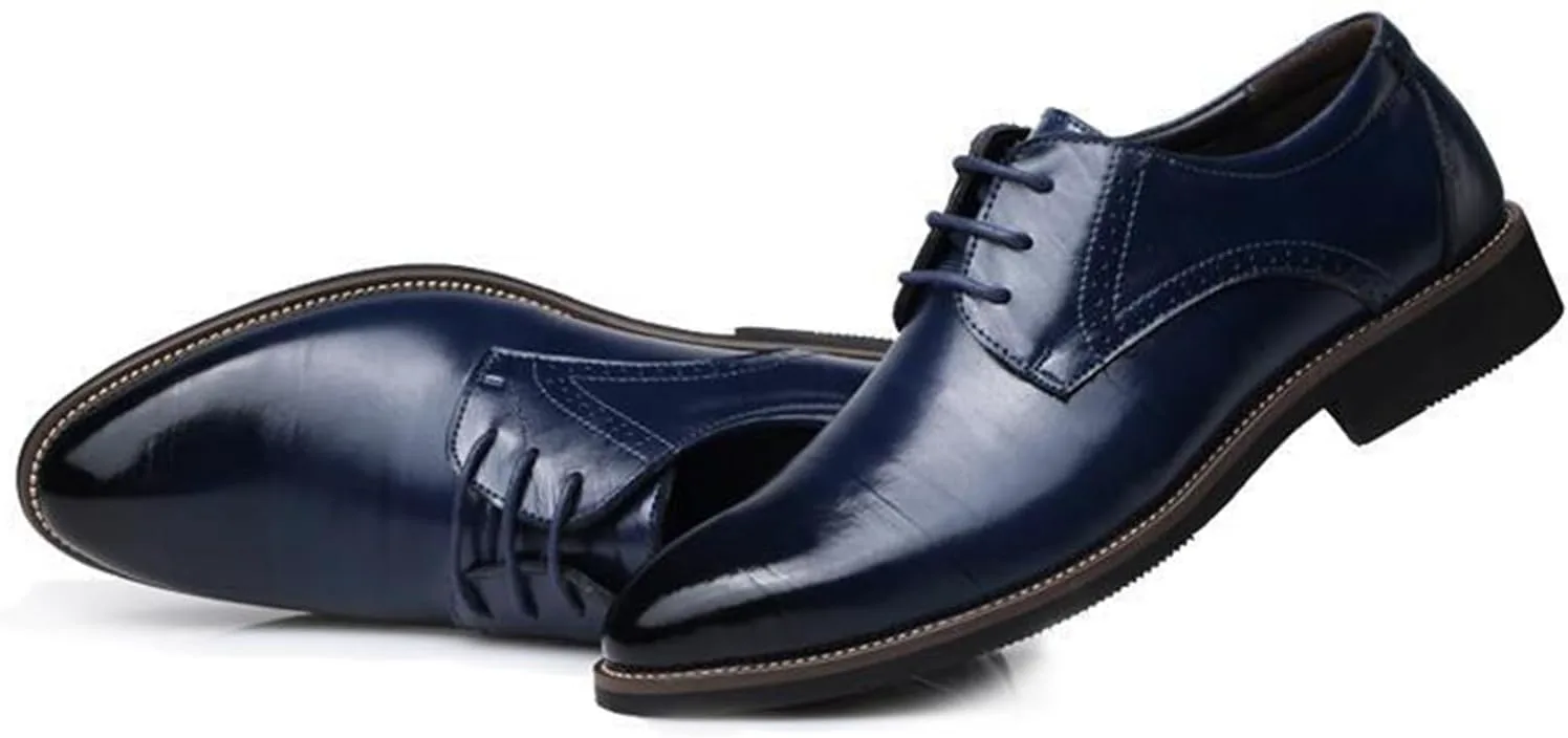 

Мужские оксфорды UOQAPRE, классические деловые туфли оксфорд, формальная обувь из цельной кожи для мужчин, синий