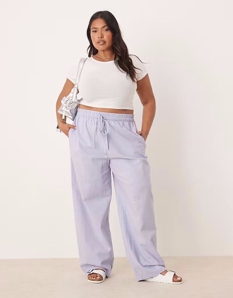 

Брюки-карго ASOS DESIGN Curve из льняного материала синего цвета