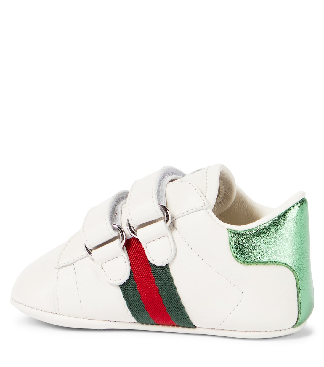 Кожаные кроссовки Baby Ace Gucci Kids, G.Wh/Vrv/Ross/Br.Sha — фото 2