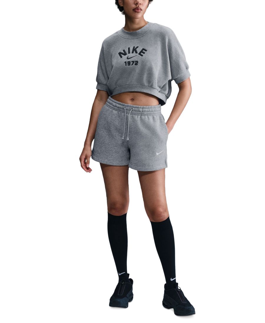 

Женские спортивные шорты Phoenix Fleece средней посадки, 4 дюйма Nike, Dk Grey Heather/sail