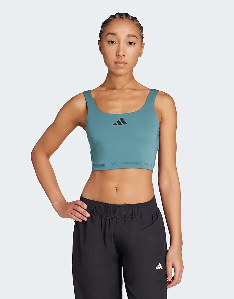 

Топ Adidas performance Power light support bra tank in preloved teal