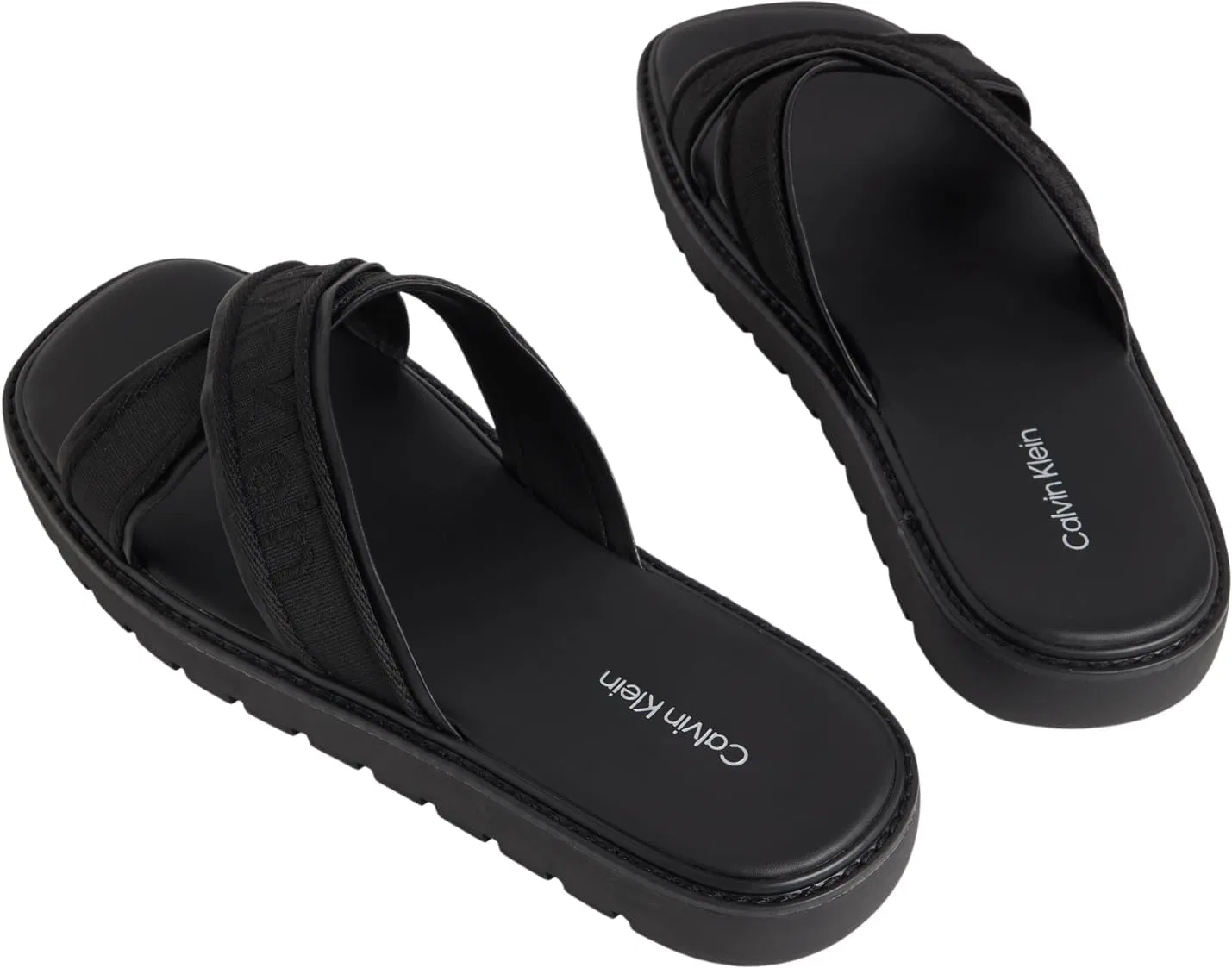 Мужские сандалии Calvin Klein Sq Molded Xcross Wb Hm0hm02101 на плоской подошве, Black Triple Black — фото 2
