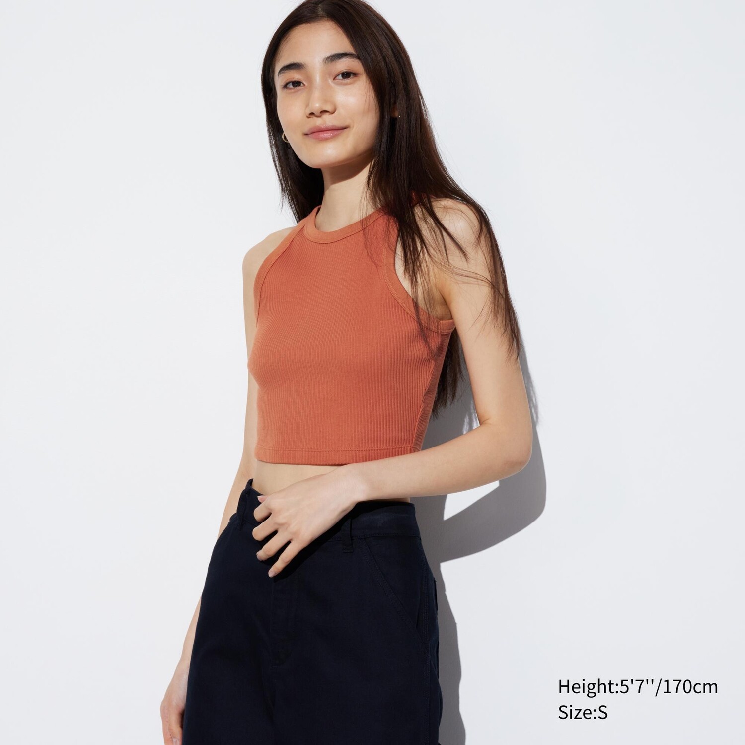 

Топ укороченный Uniqlo Ringer из мягкой ткани, оранжевый