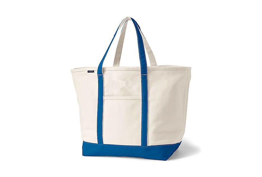 

Очень большая холщовая сумка-тоут с пятью карманами и открытым верхом Lands' End, цвет natural/beacon blue, Голубой, Очень большая холщовая сумка-тоут с пятью карманами и открытым верхом Lands' End, цвет natural/beacon blue