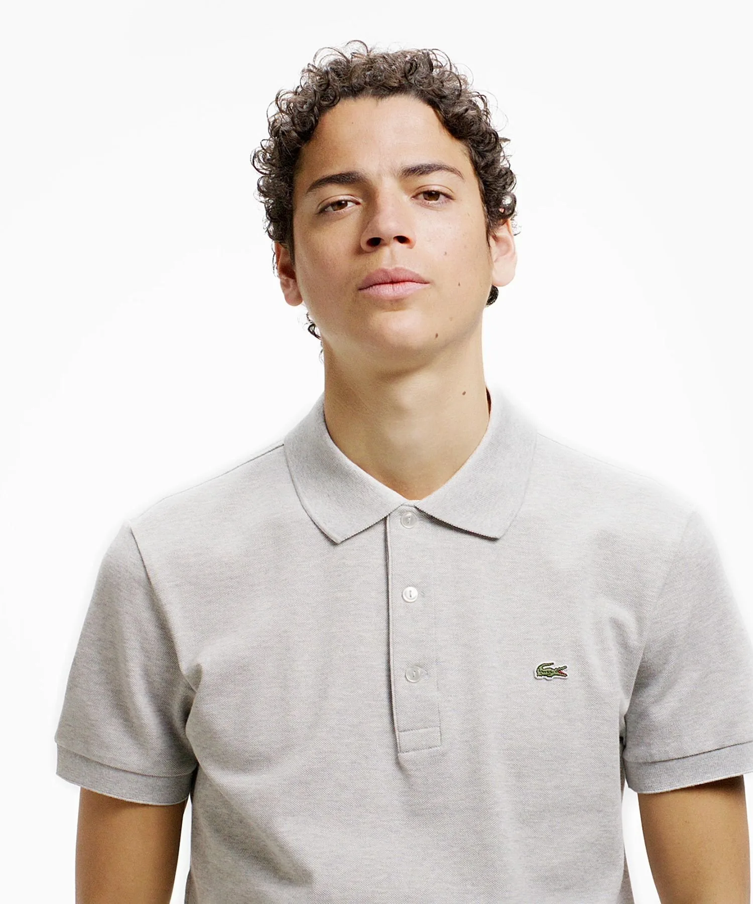 Однотонная облегающая эластичная рубашка-поло (с коротким рукавом) LACOSTE, Gray
