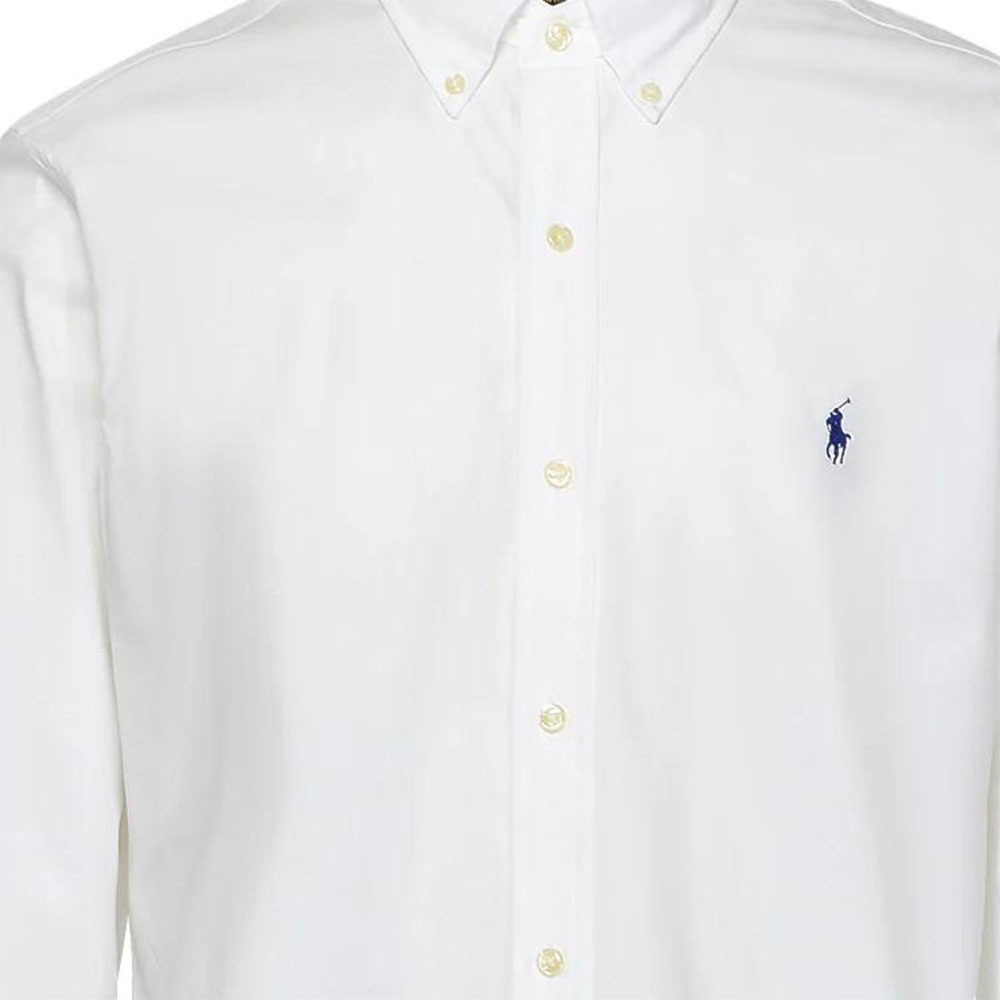 Футболка поло с длинным рукавом и вышитым логотипом Polo Ralph Lauren, белая — фото 2