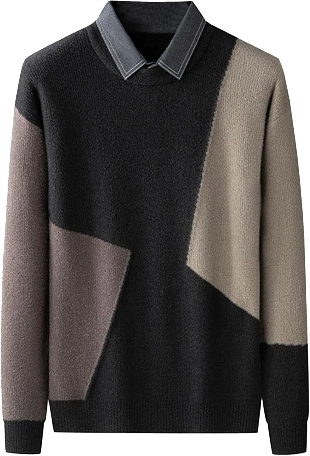 

Мужской свитер-пуловер Fake Two-Piece Color Block Slim Fit