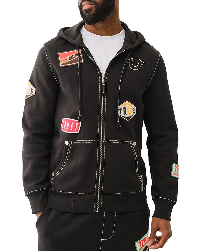 

Худи Regular Fit с молнией и нашивками True Religion, черный
