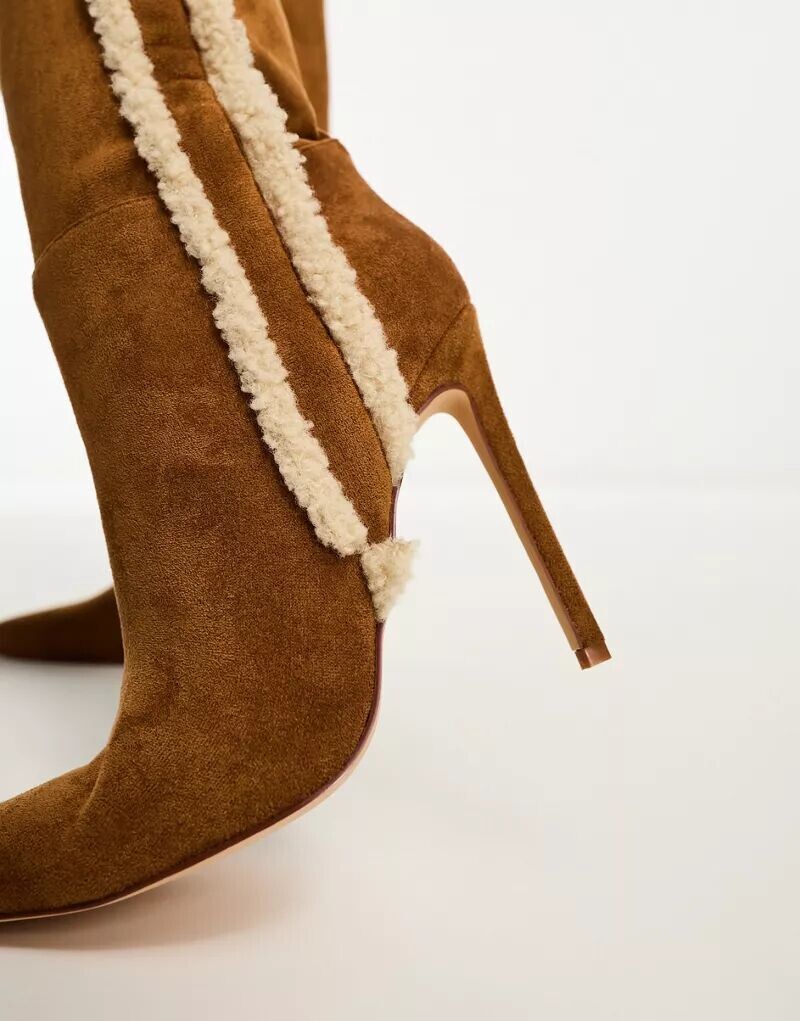 Темно-бордовые ботильоны Simmi London Anders с отделкой из овчины SIMMI Shoes — фото 2