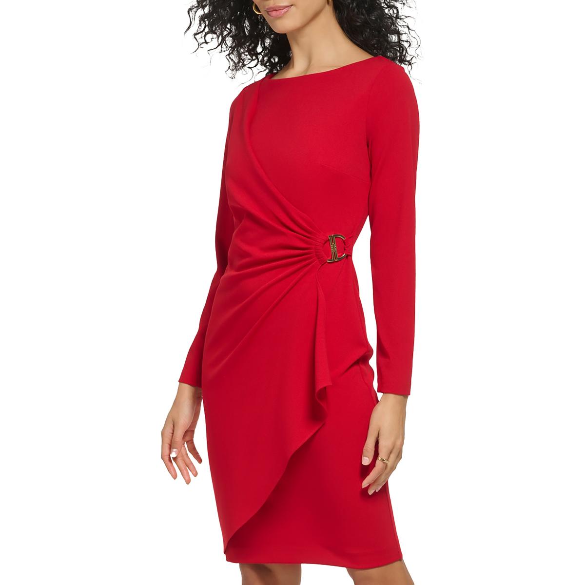 

Женское платье-халат с отделкой выше колена DKNY, цвет scarlet