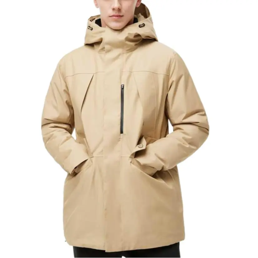 LACOSTE Мужская пуховая куртка молочно-кофейного цвета, Milk Coffee — фото 3