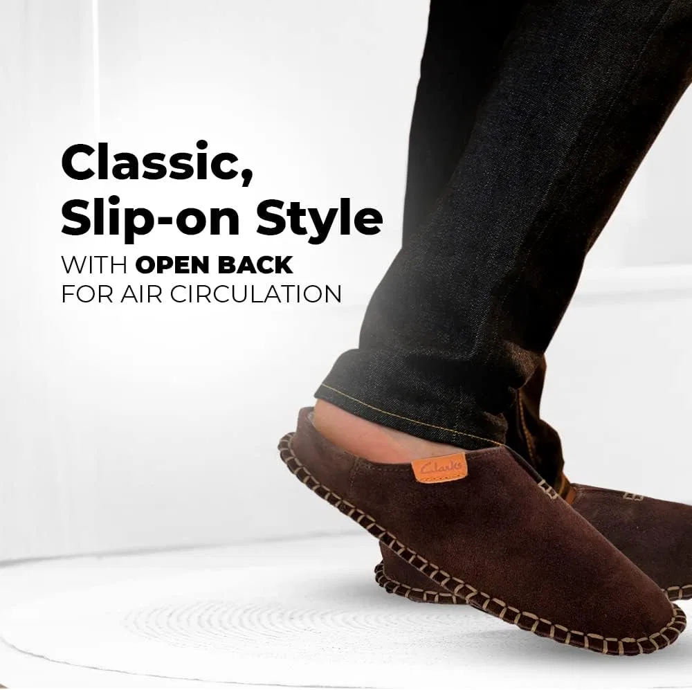 Тапочки из замши Clarks, темно-коричневые — фото 2