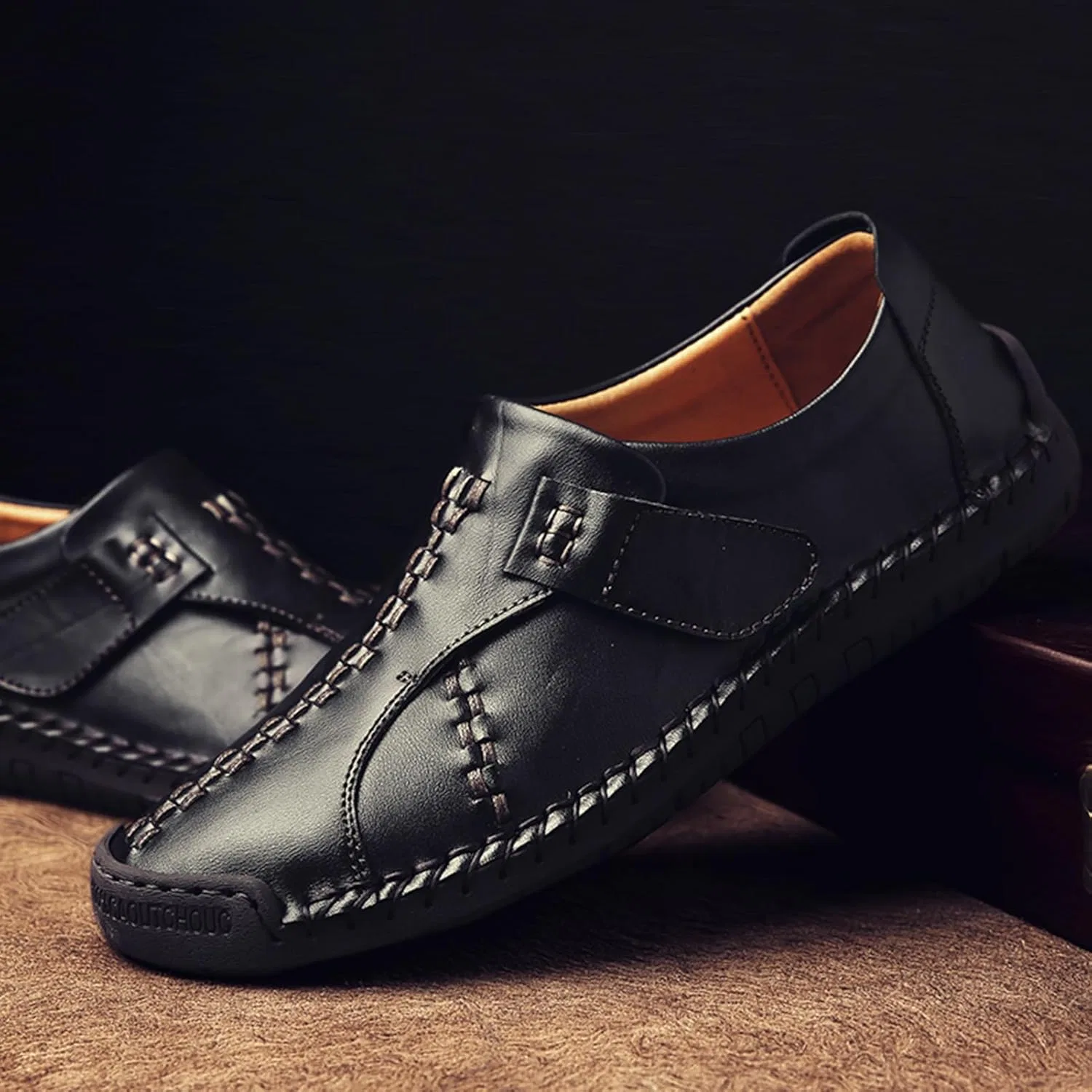 Мокасины кожаные мужские Oxford Flats, Black VOCECO — фото 3