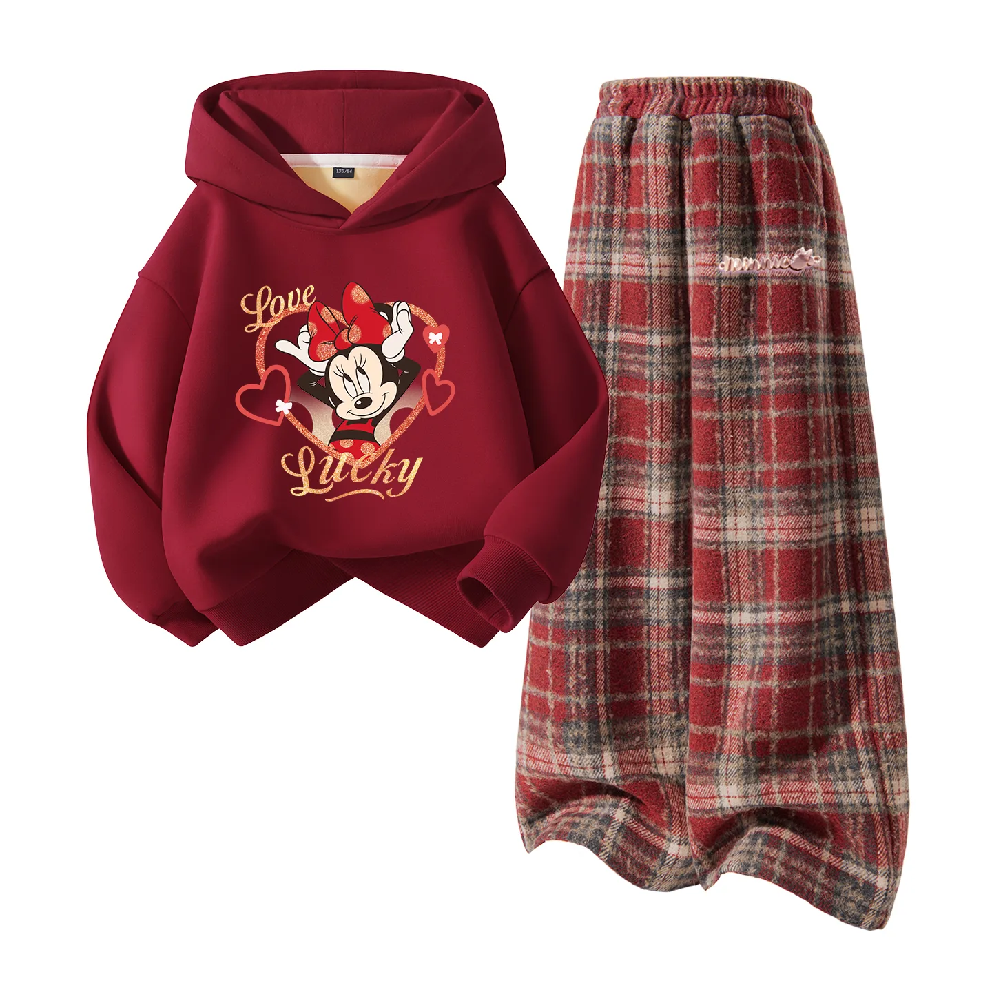 Детская повседневная худи с капюшоном Disney, [Thickened and Fleece-Lined]Dining Table+Dining Chair Metal Frame K Red Plaid