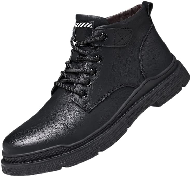 

Мужские итальянские высокие повседневные кожаные ботинки crossbaby, с круглым носком, водонепроницаемые, противоскользящие, амортизирующие, деловые ботинки на щиколотку, черный