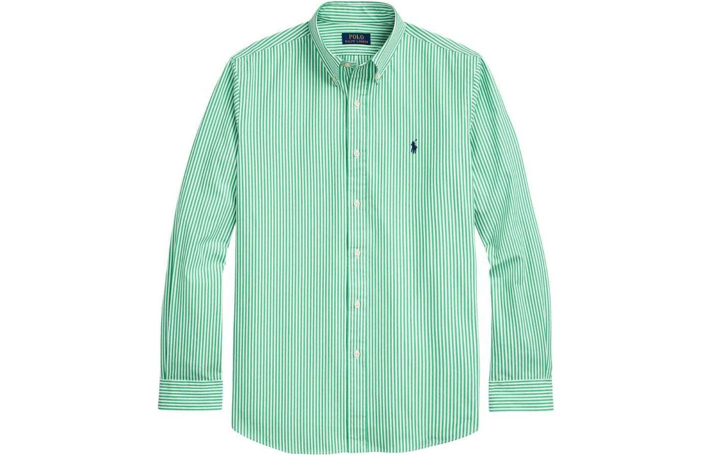 Полосатая рубашка с длинными рукавами Polo Ralph Lauren, зеленый — фото 3