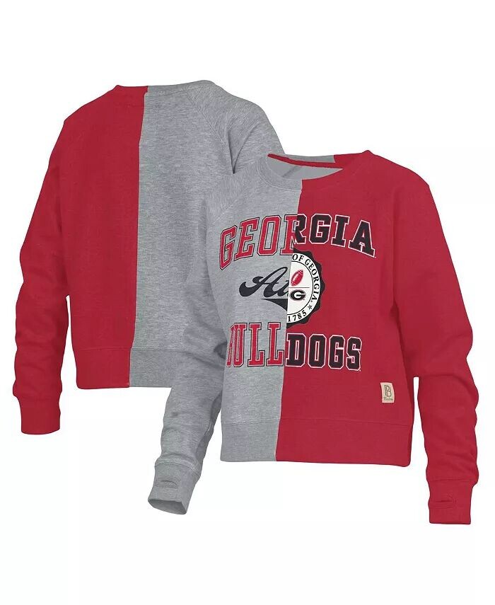 

Женский пуловер с половиной реглан Heather Grey Georgia Bulldogs Pressbox