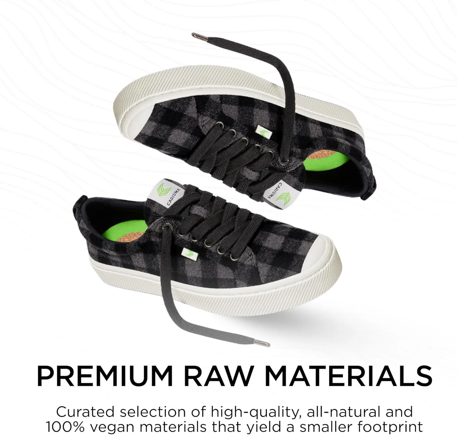 Кроссовки Cariuma OCA Low Plaid, удобная мужская обувь, легкая и экологичная, универсальная повседневная обувь со 100% веганской стелькой, резиновая подошва, черный — фото 3