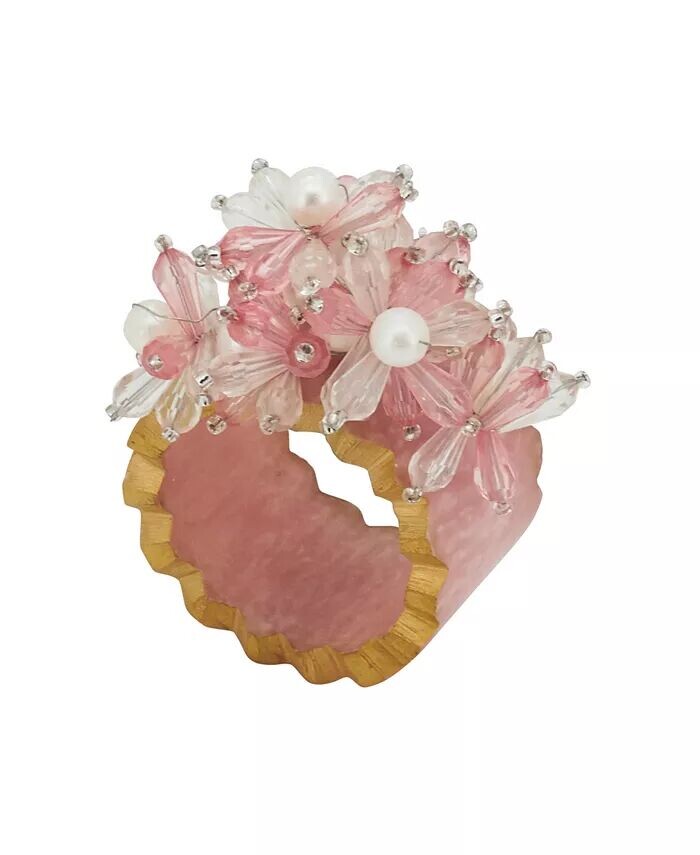 

Набор колец для салфеток из смолы Petal Delight с бусинами, 4 шт., Saro Lifestyle, розовый