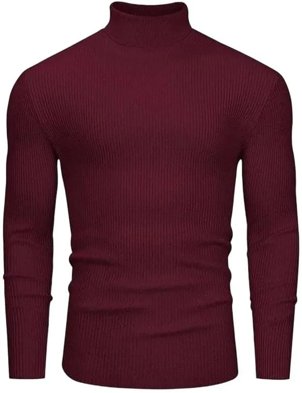 Мужской повседневный свитер-водолазка Slim Fit с длинным рукавом и полосатым узором