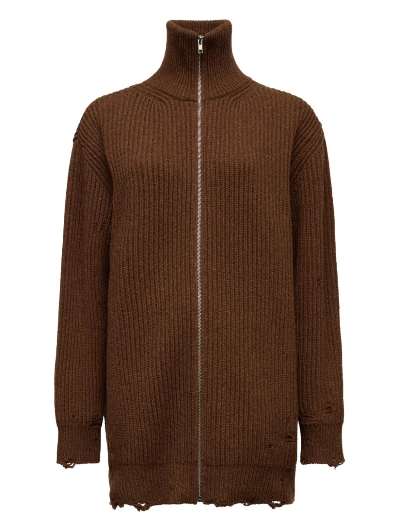 

Кардиган с застежкой-молнией в рубчик MM6 Maison Margiela, коричневый