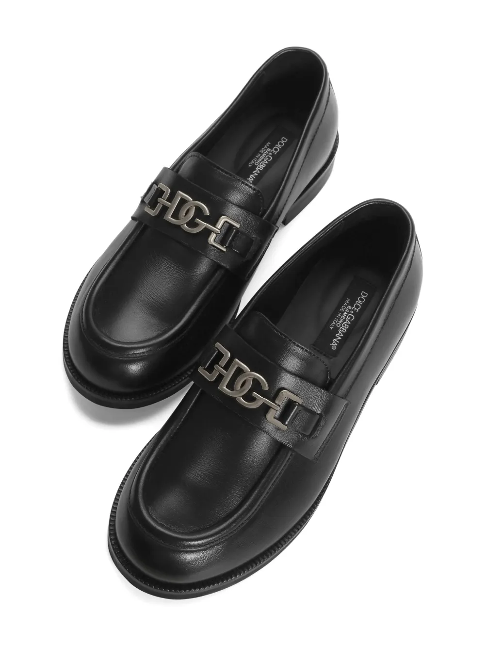 Лоферы из кожи с логотипом Dolce & Gabbana Kids, черный — фото 4