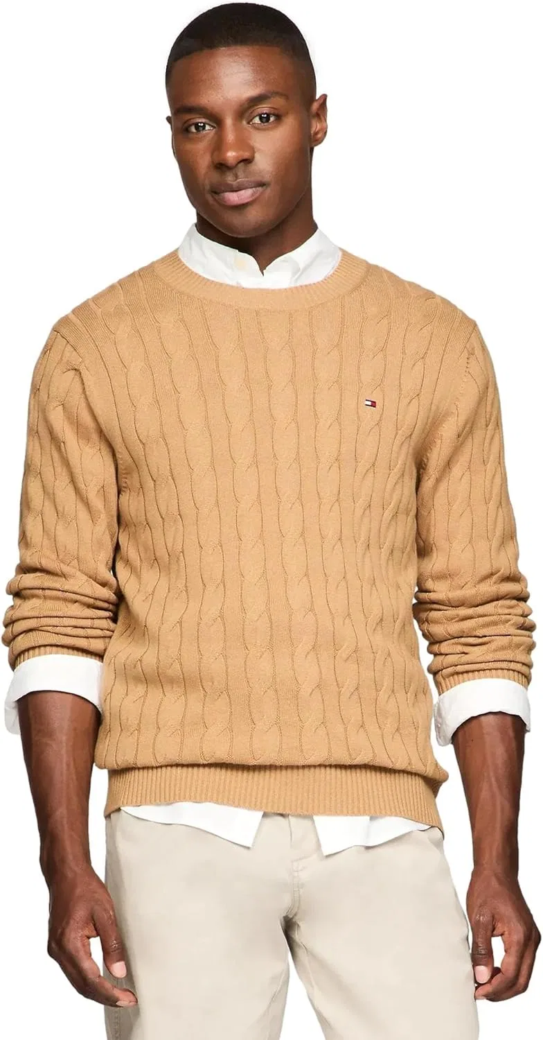 Свитер Tommy Hilfiger Men's Iconic Cable Knit из коллекции 2024, Pinecone Tan.