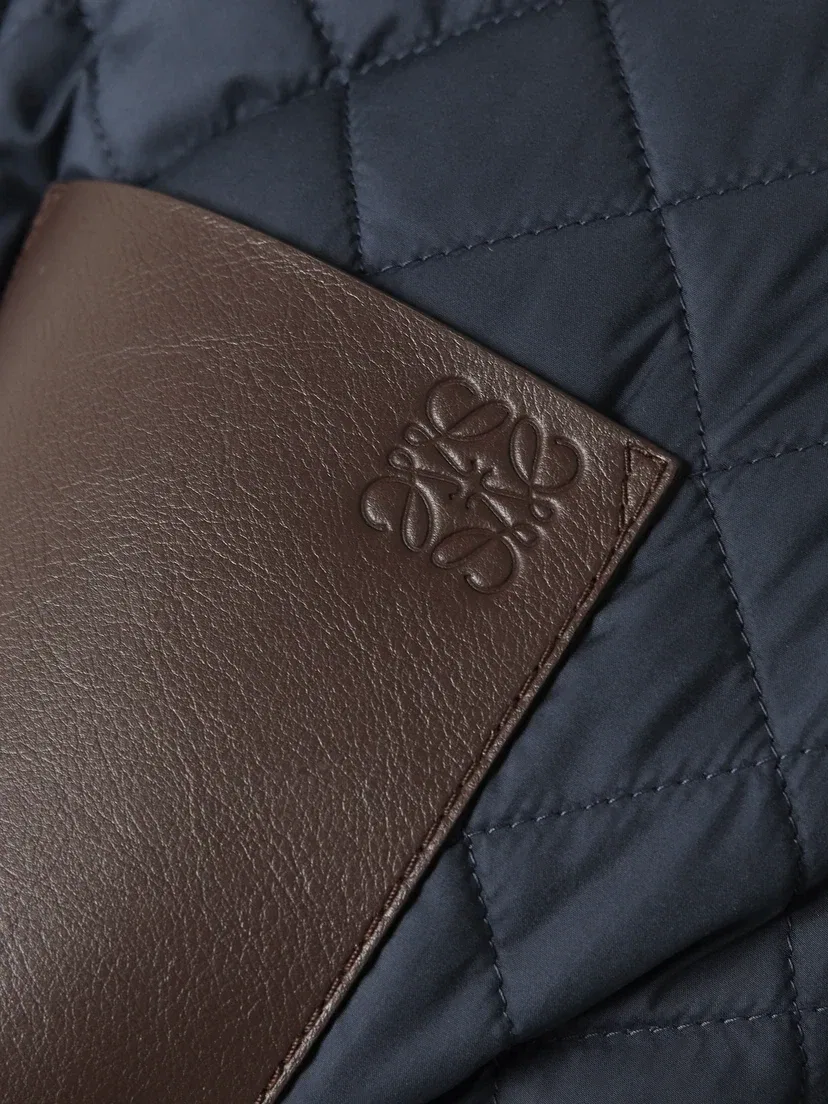 Стеганая куртка из вельвета и кожи LOEWE, синий — фото 4