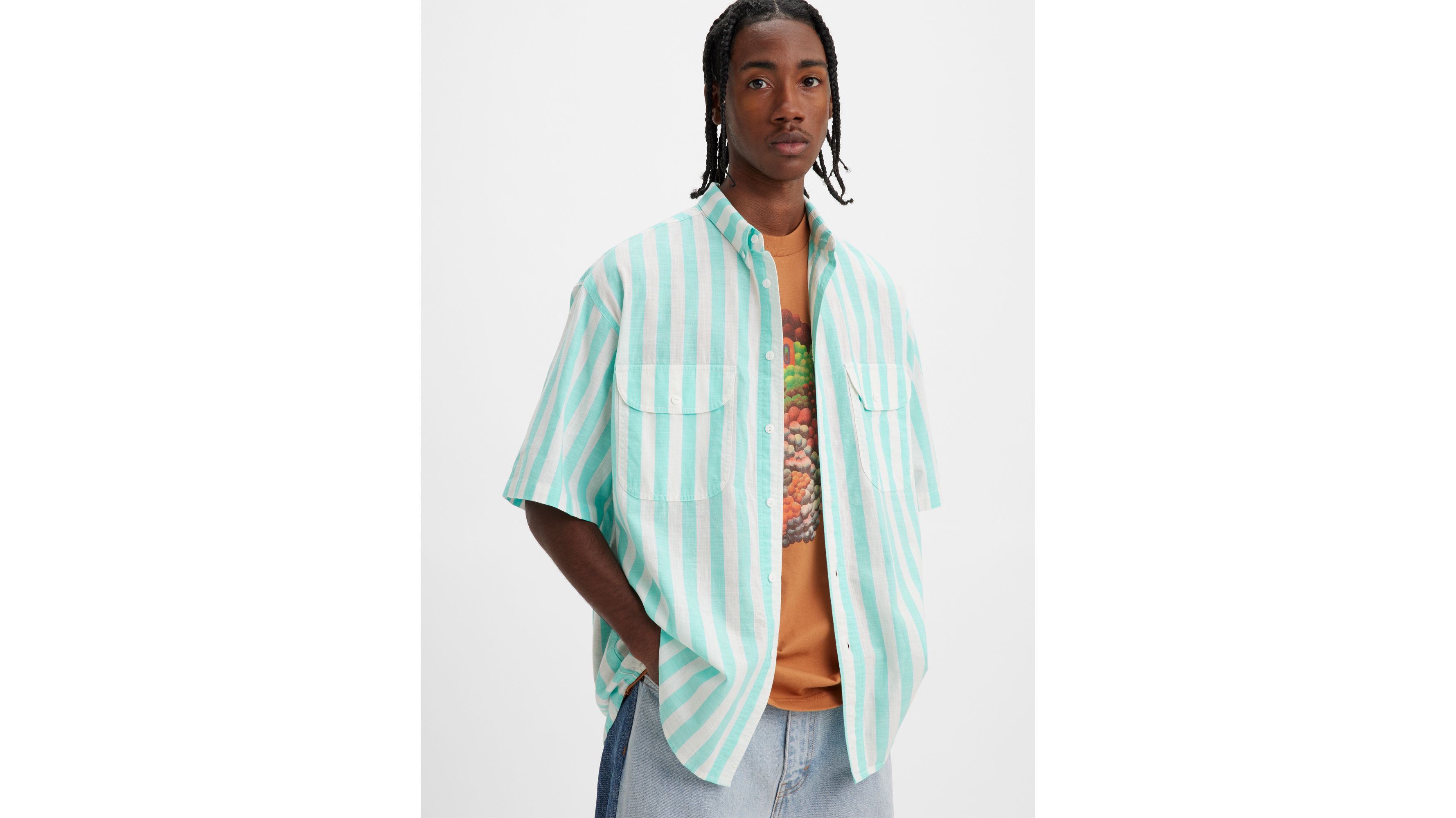 

Тканая рубашка Levi's Skateboarding, цвет 90s Blue White - Multi-Color