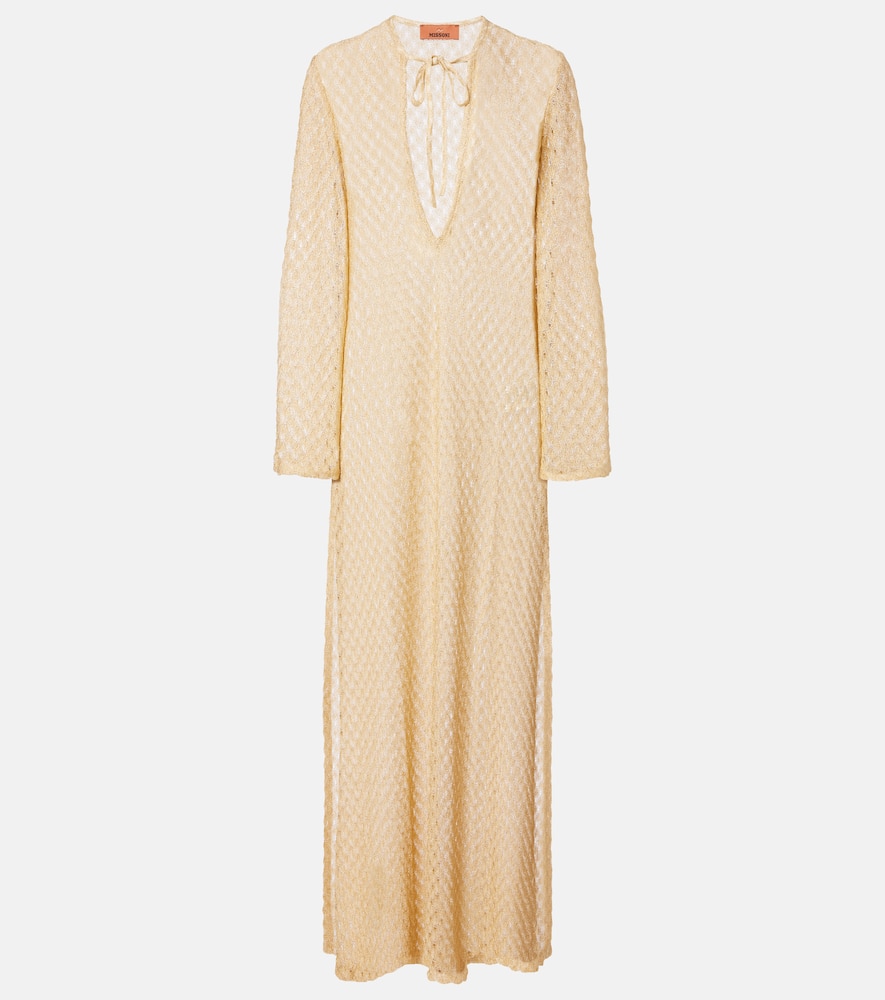

Открытый трикотажный кафтан с завязкой на шее из ламе Missoni, Gold