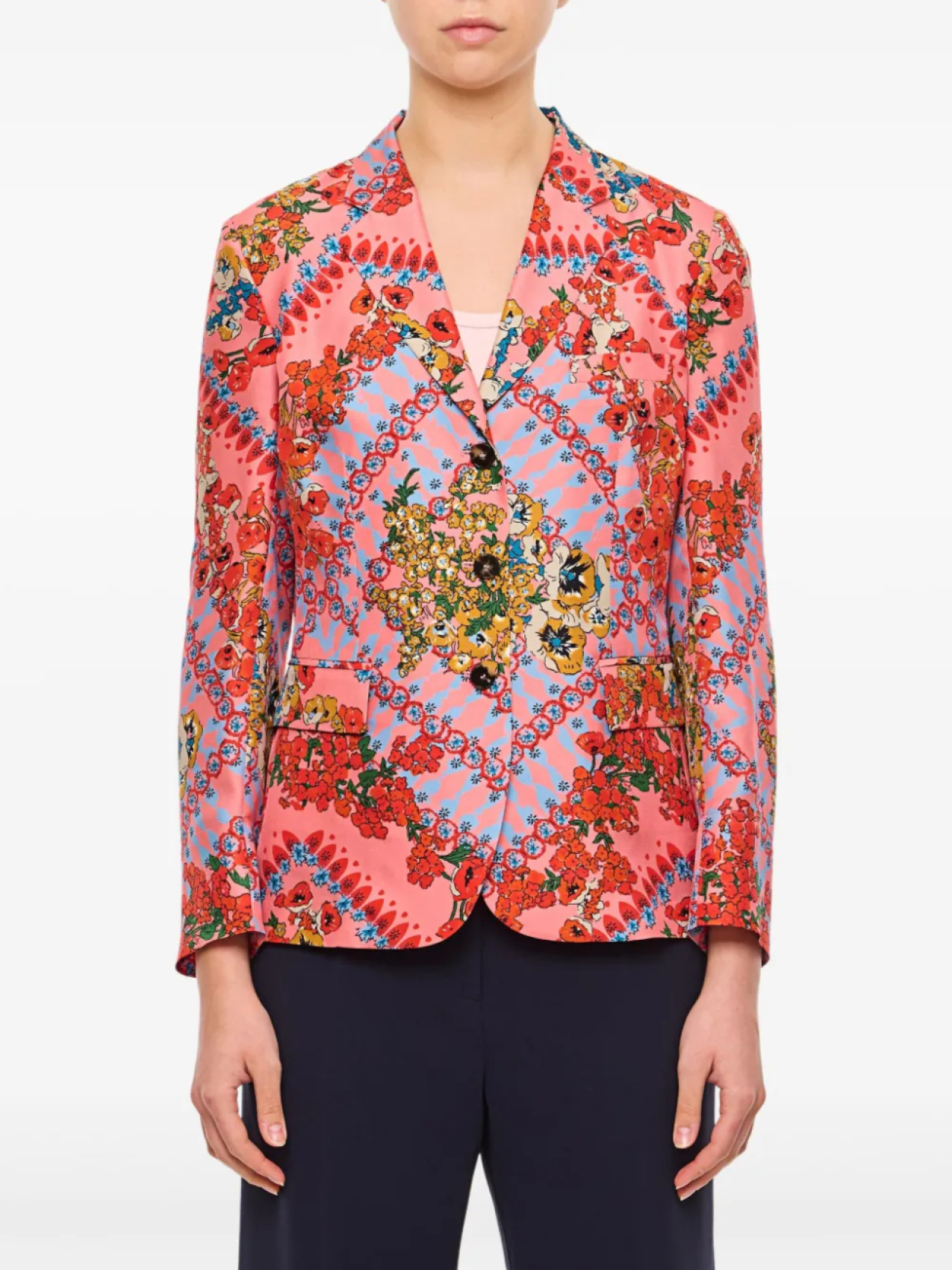

Пиджак с цветочным принтом Alberto Biani, розовый