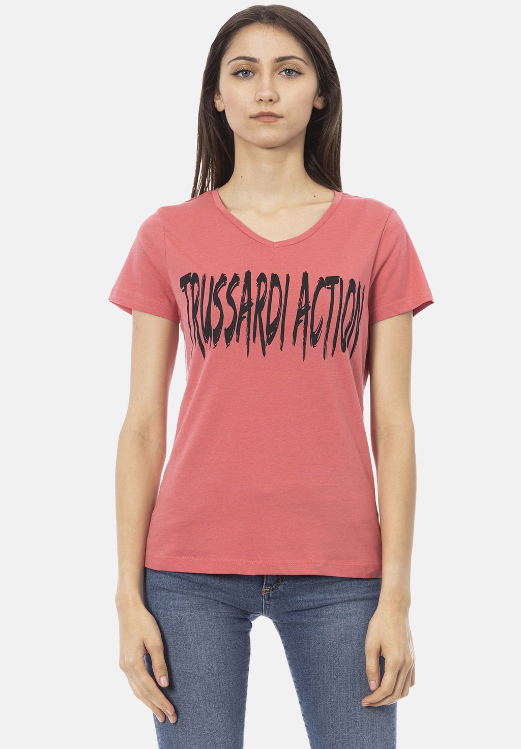 

Футболка с принтом Trussardi Action, светло-красный