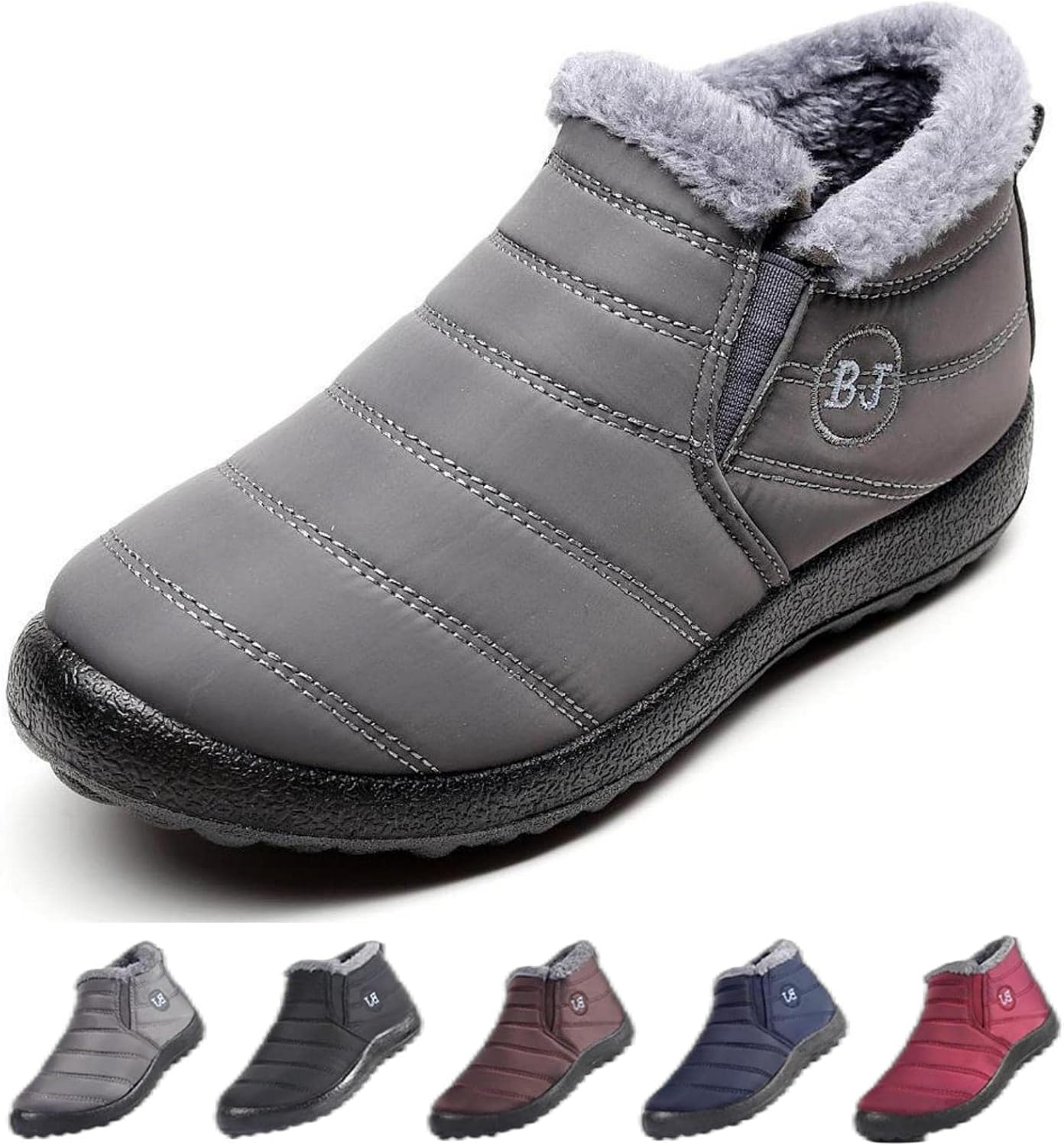 

Зимние ботинки для женщин, водонепроницаемые с меховой подкладкой, теплые мужские прогулочные ботинки для улицы, противоскользящие, легкие, ботильоны, зимняя обувь на слип-он (черные, 35 EU) Generic