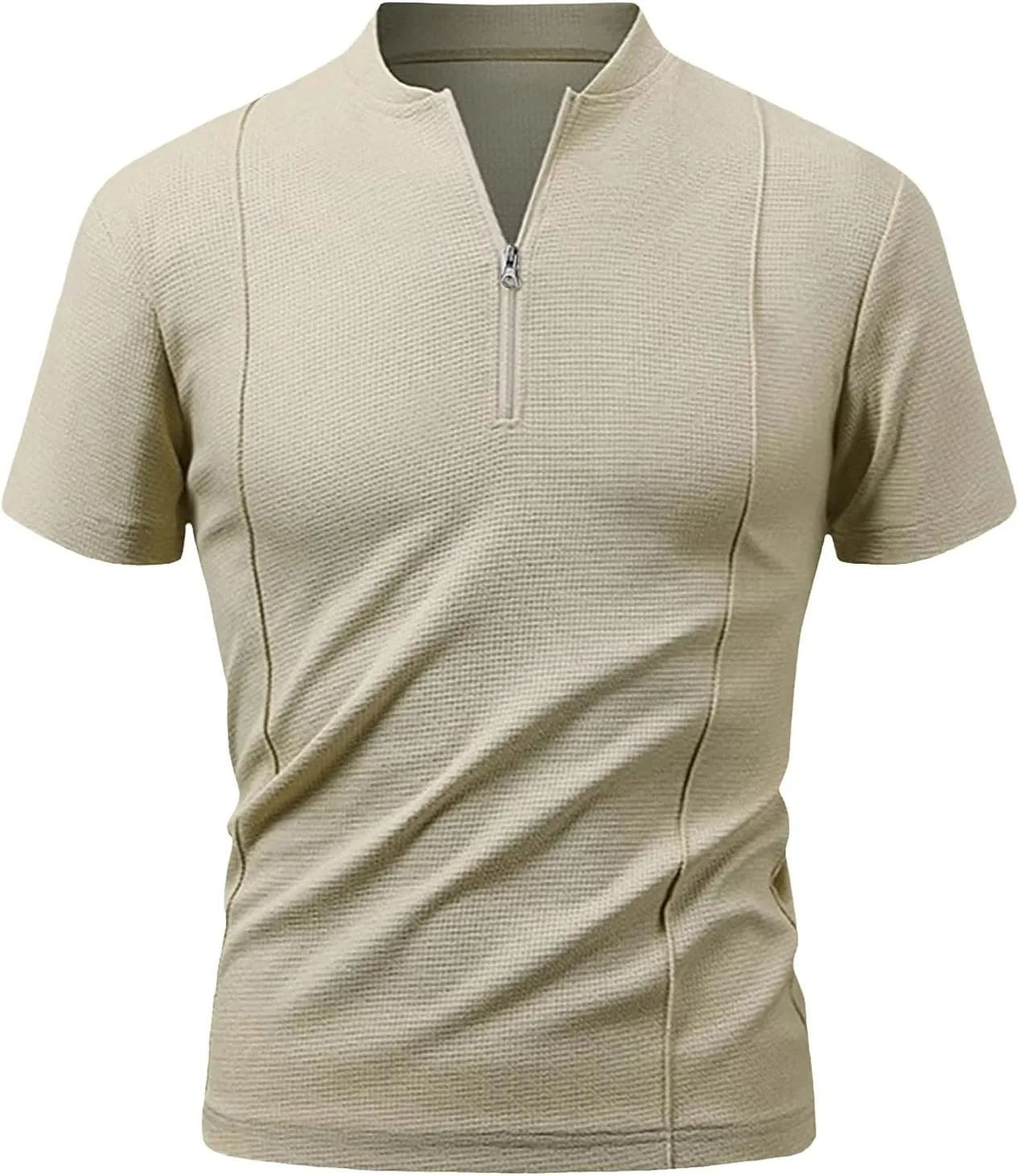Мужская поло с коротким рукавом и воротником-стойкой, Slim Fit, текстурированная — фото 4