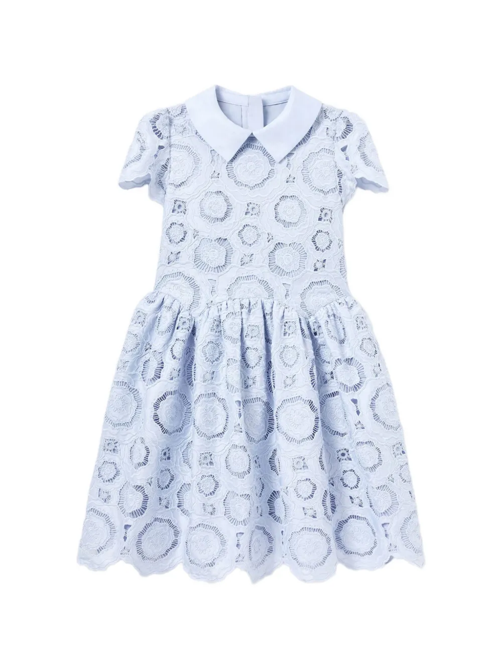 

Платье с цветочным кружевом и воротником Self-Portrait Kids, синий