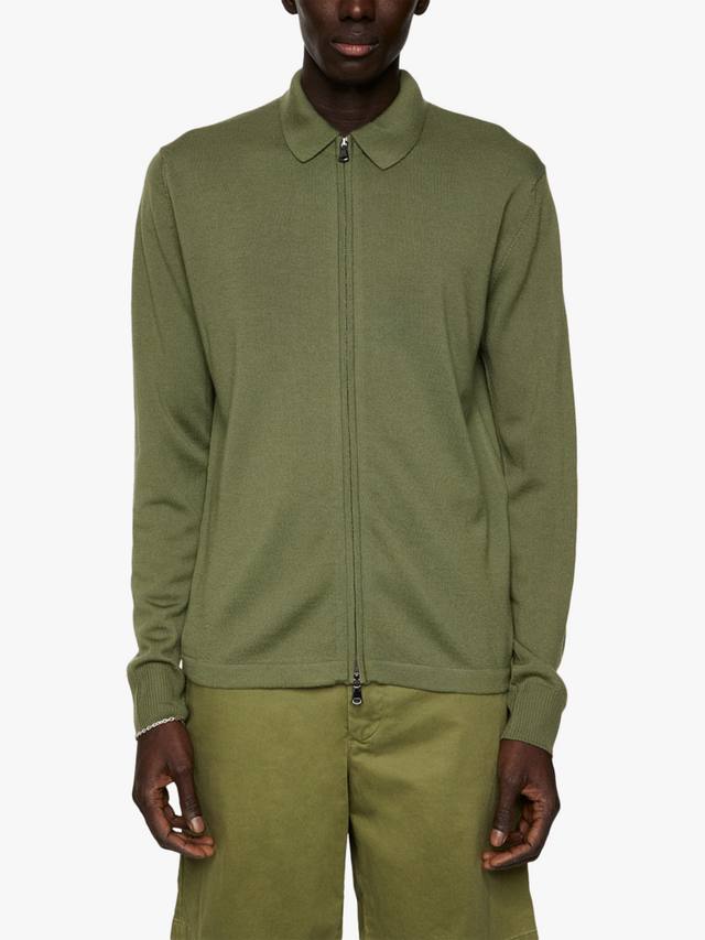 

Кардиган с воротником из мериносовой шерсти Kaleb J.Lindeberg, Olivine