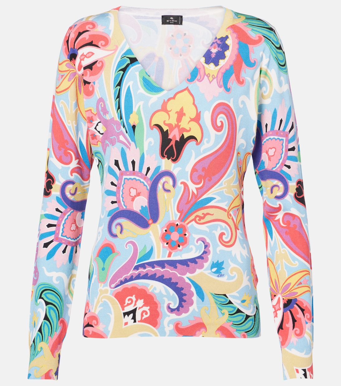 

Шелковый свитер с узором пейсли Etro, Print On Blue Base