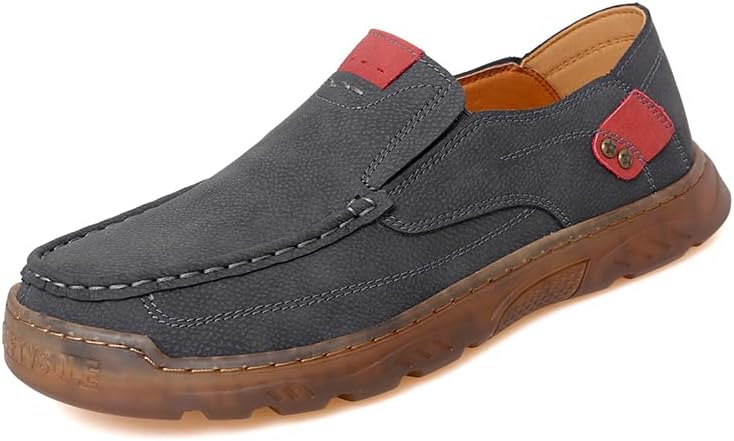 

Мужские повседневные мокасины Asifn, нескользящие, для улицы, легкие ходовые туфли, кожа, удобные и водительские туфли, серый