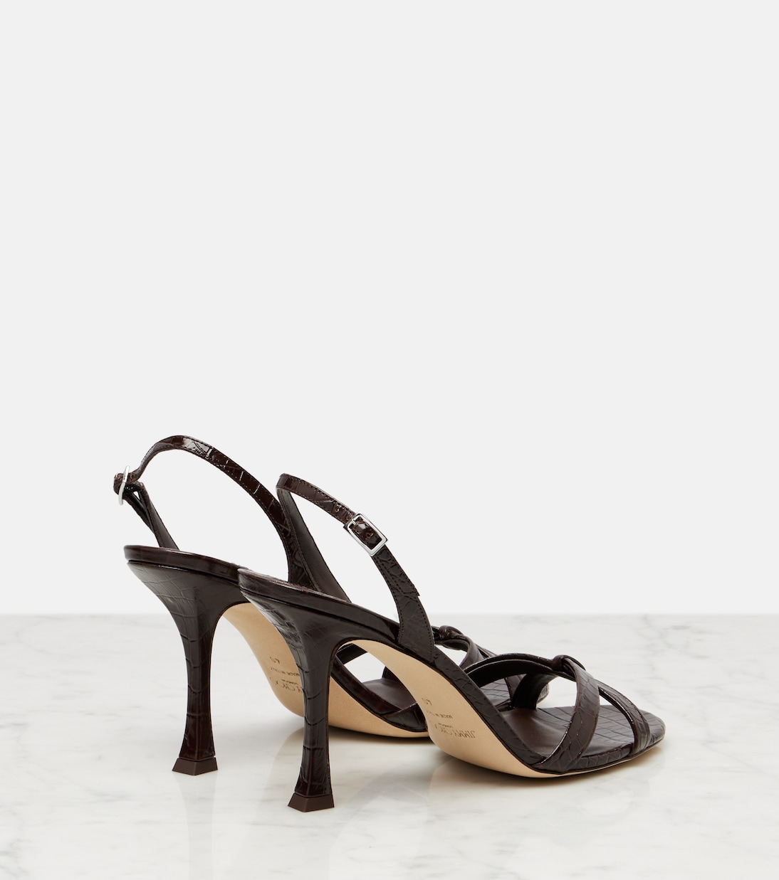 Эльси 90 сандалии из кожи с эффектом крокодила Jimmy Choo, коричневый — фото 2