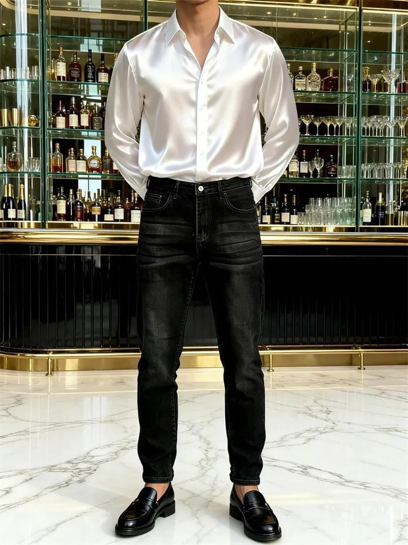 Джинсы, черные, Slim Fit — фото 4