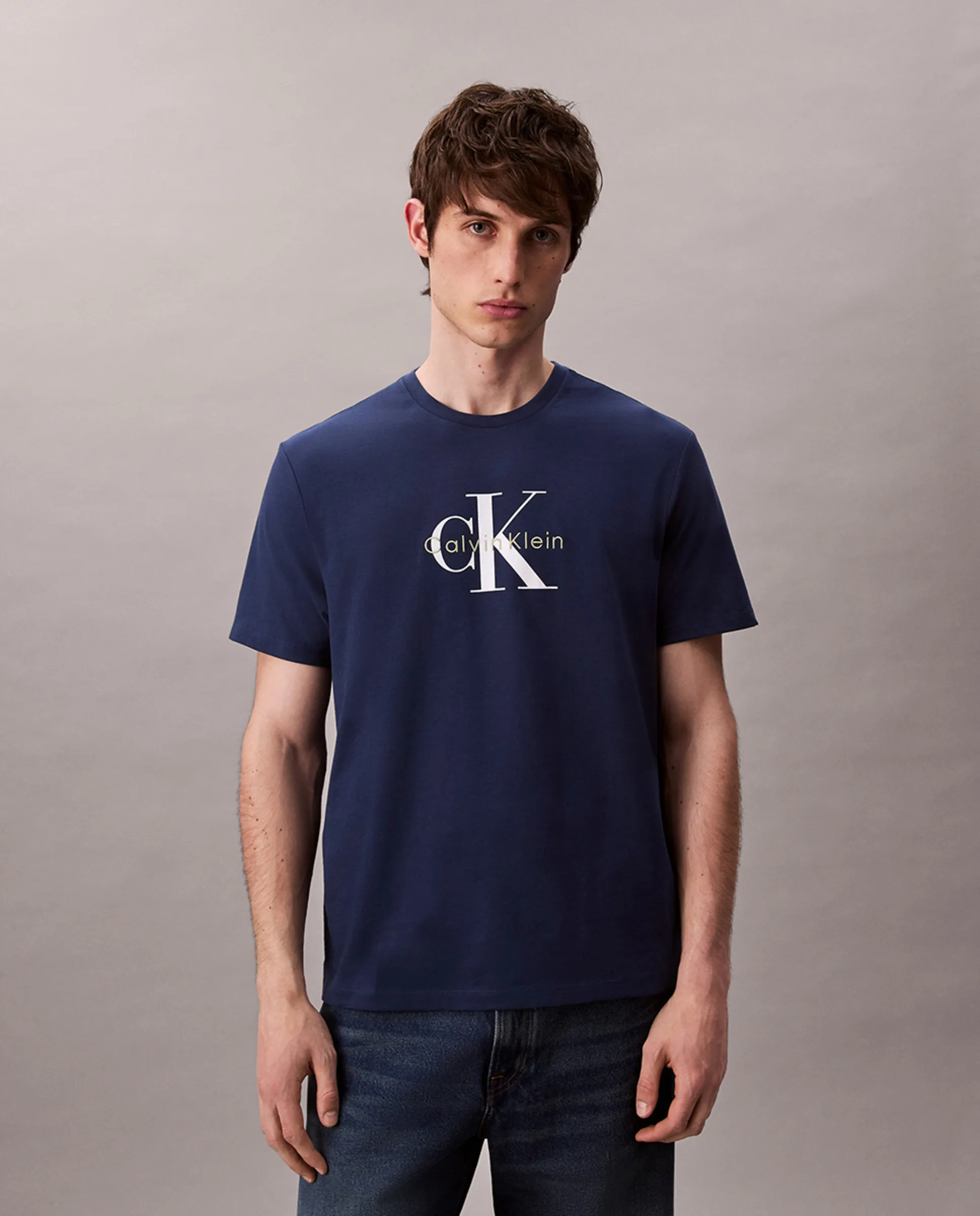 

Футболка мужская с коротким рукавом и монограммой Calvin Klein Jeans, синий