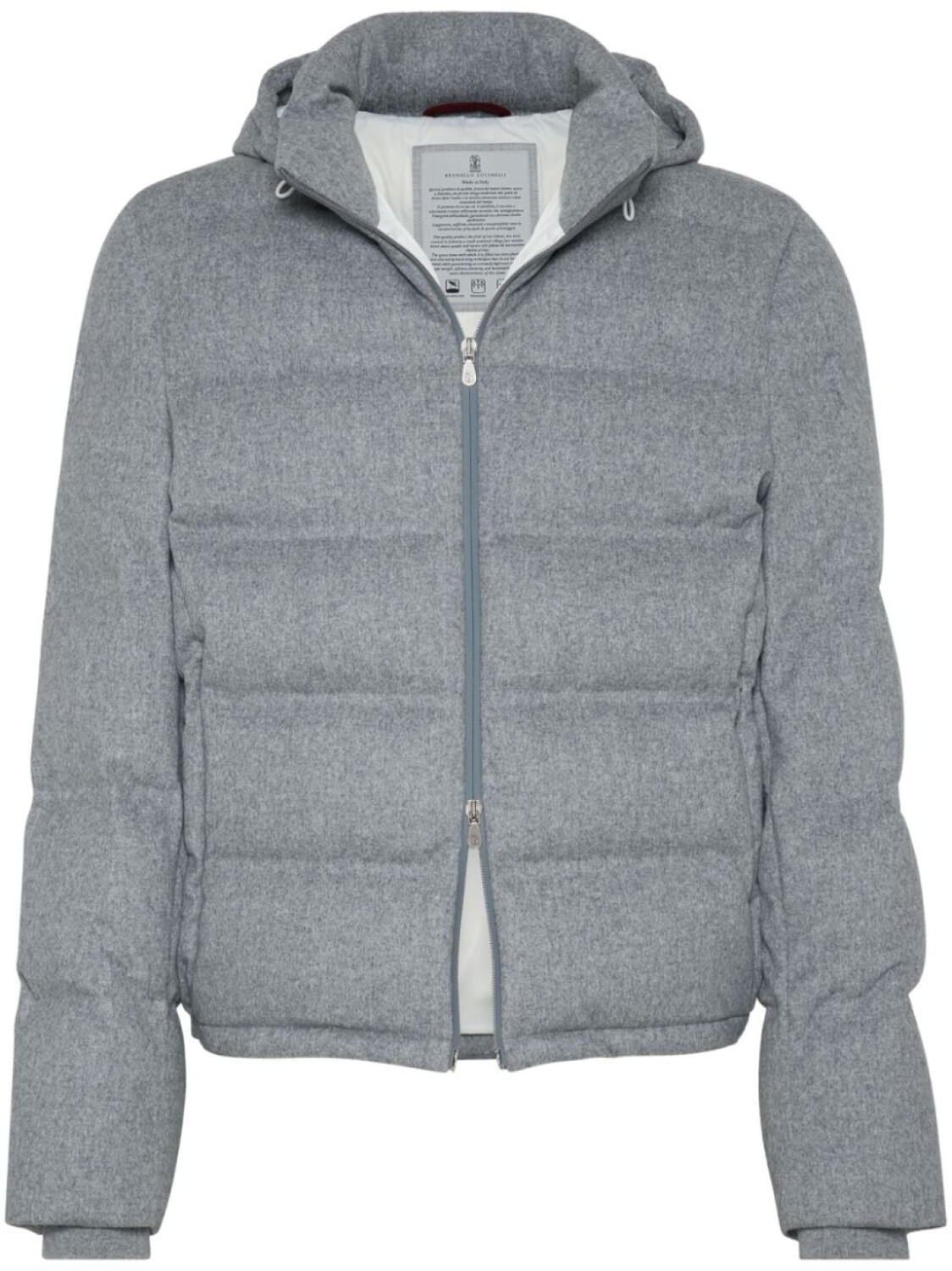 

Brunello Cucinelli стеганый пуховик с капюшоном, серый