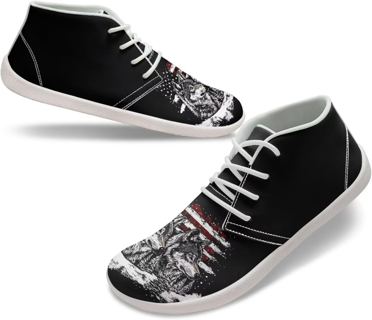 

Мужские минималистичные босоножки Fuxowvby, Модные кроссовки с широкой носочной частью, Обувь с нулевым перепадом для тренировок, ходьбы, бега и тенниса, размеры US 5-14, American Flag Wolf