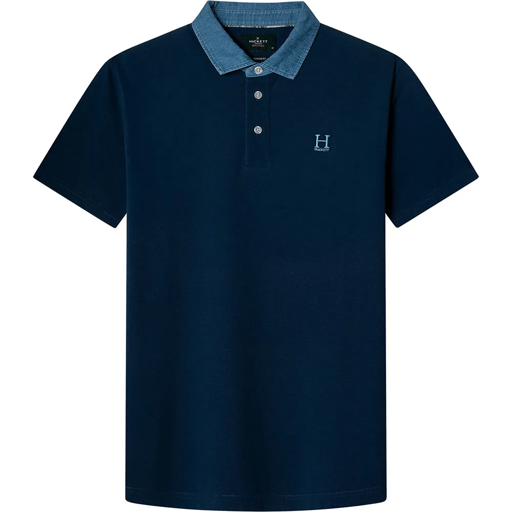 

Поло с коротким рукавом Hackett B&T Heritage Contrast Plus Size, синий