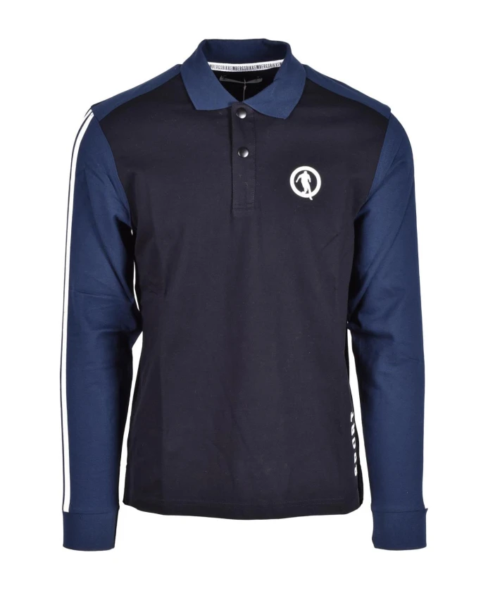 

Синяя рубашка-поло с длинными рукавами Bikkembergs, синий