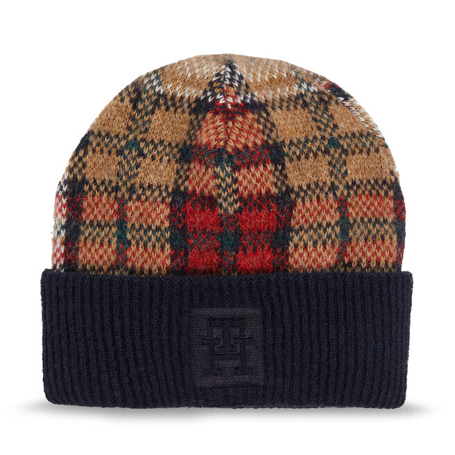 

Шапка Tommy Hilfiger TommyCheck Beanie, темно-синий