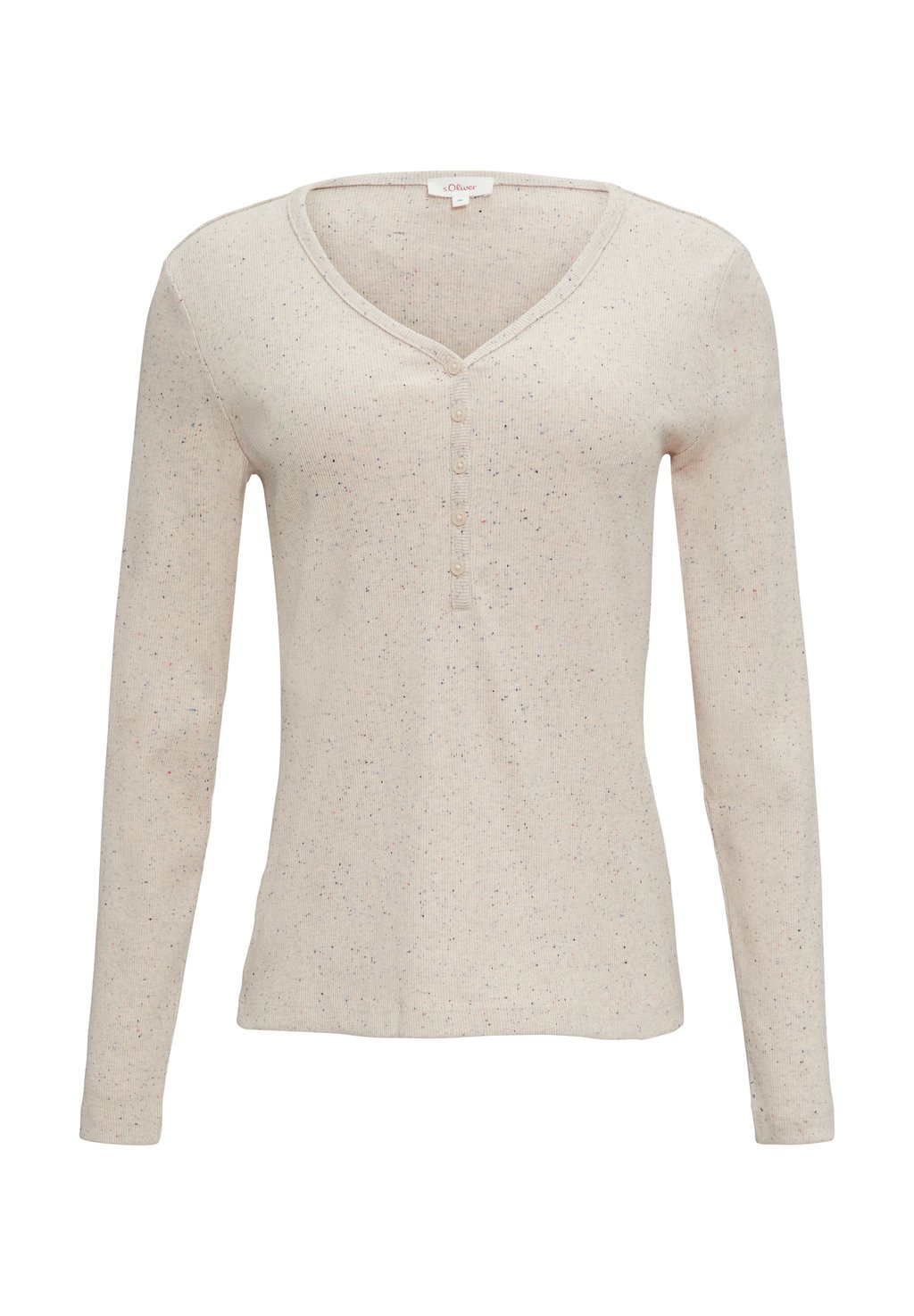 

Топ с длинными рукавами LONGSLEEVE MIT HENLEY-AUSSCHNITT s.Oliver, бежевый