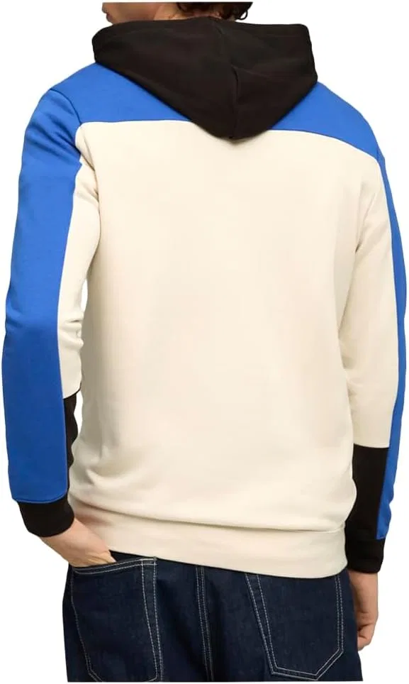 Мужская толстовка PUMA Essentials Block Hoodie, спортивная верхняя одежда, повседневная - белая — фото 4