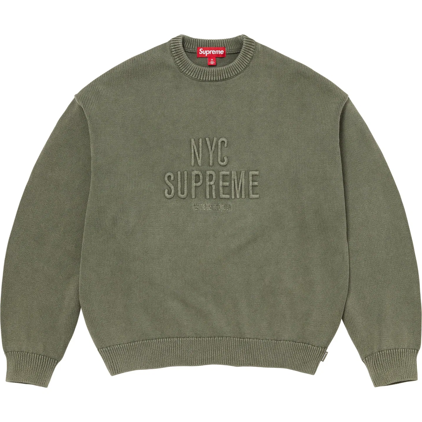 Свитер Supreme Overdyed Raised Unisex оливковый